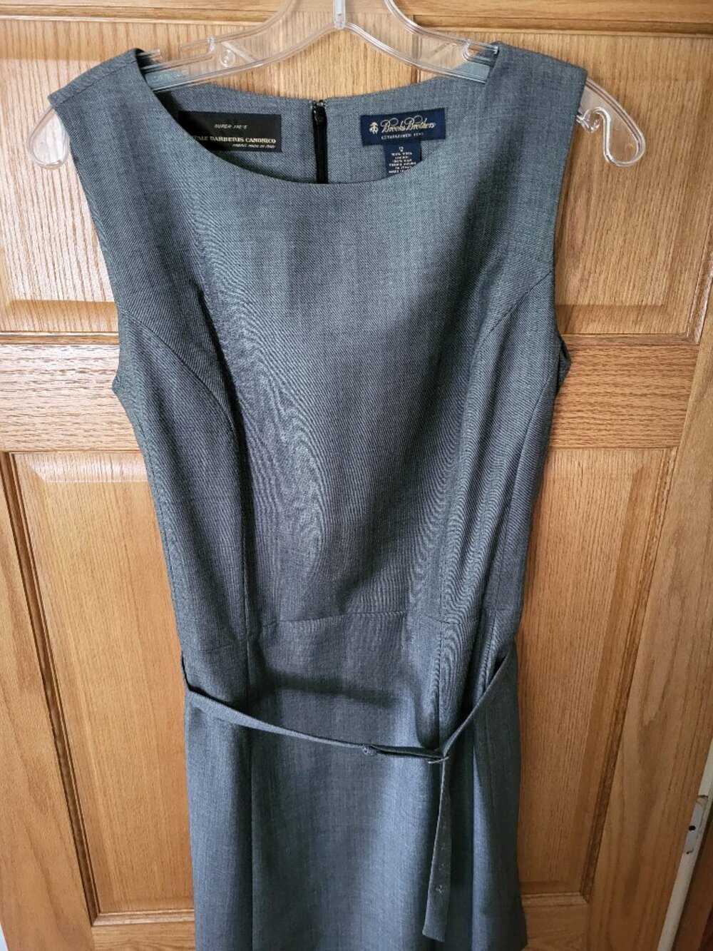 Brooks Brothers Sz 12 100% Wool Belted A-Line Suit Business Office Dress Gray
